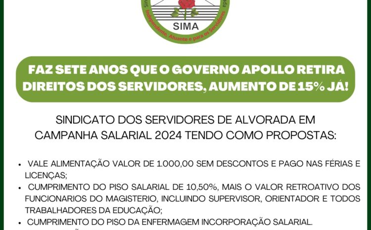  SIMA reivindica mais salário e conquistas para os Servidores de Alvorada