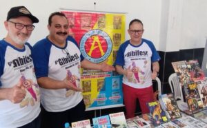 Presidente Rodinei Rossento junto com os idealizadores do evento durante o 6 GibiFest